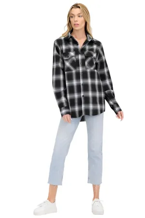 BF Regular Fit Checker Plaid Flannel Long Sleeve