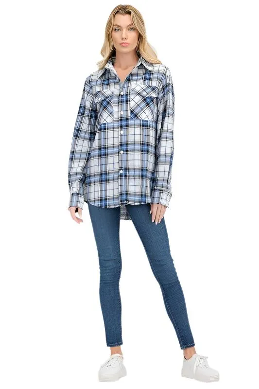 BF Regular Fit Checker Plaid Flannel Long Sleeve