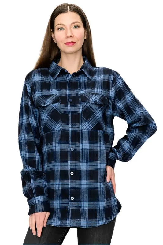 BF Regular Fit Checker Plaid Flannel Long Sleeve