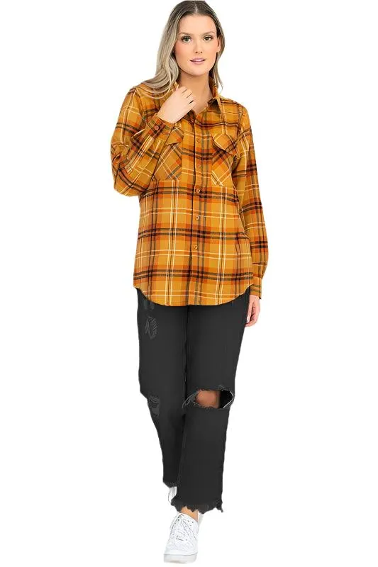 BF Regular Fit Checker Plaid Flannel Long Sleeve