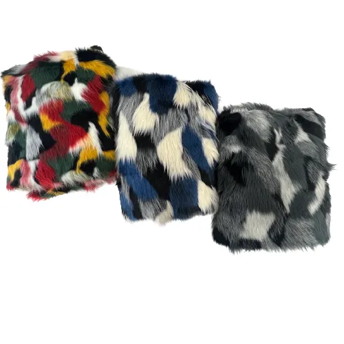 Black | Blue | Gray | Ivory Multicolor Patchwork Faux Fur Fabric