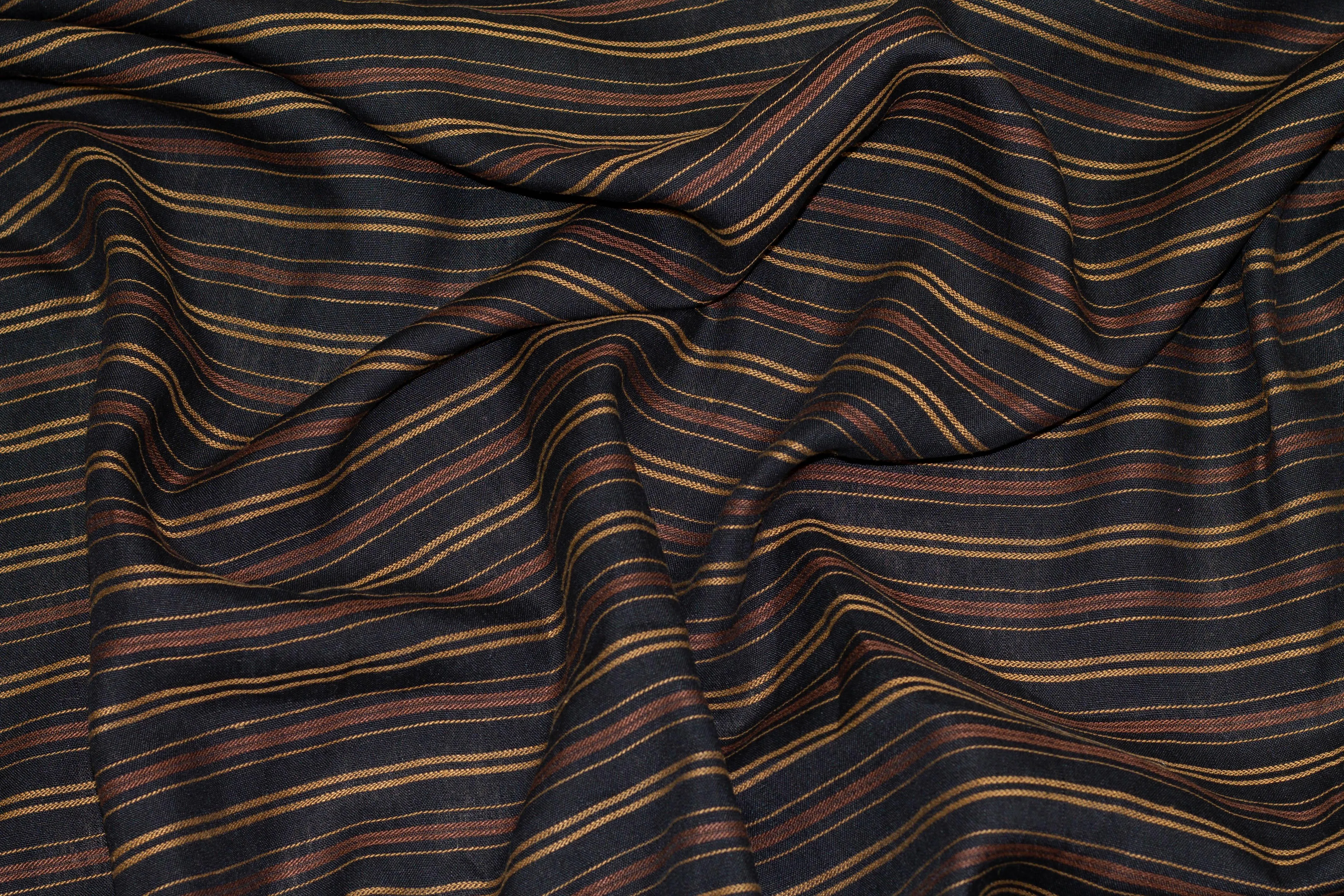 Black, Brown, and Gold Striped Linen