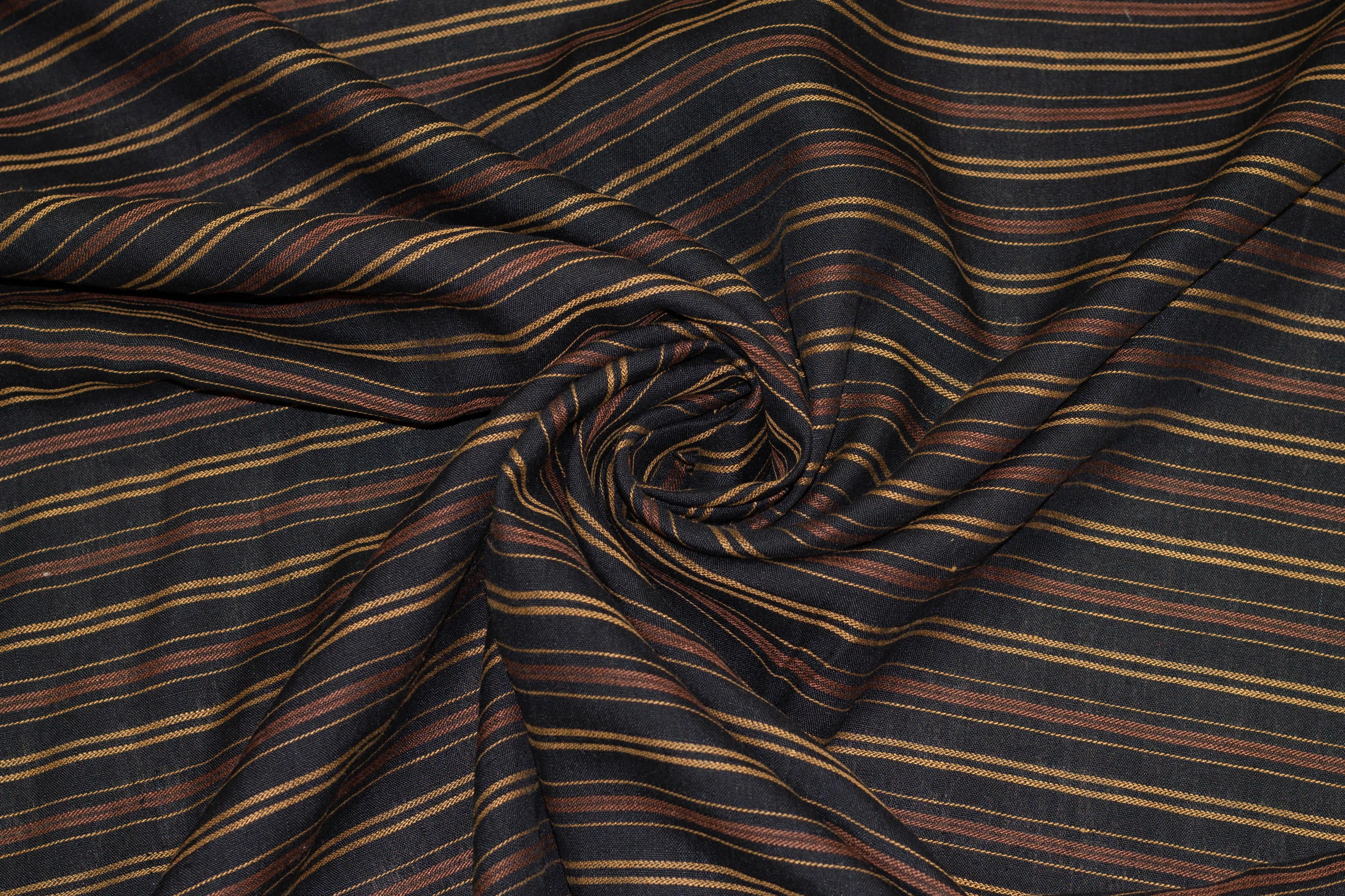 Black, Brown, and Gold Striped Linen