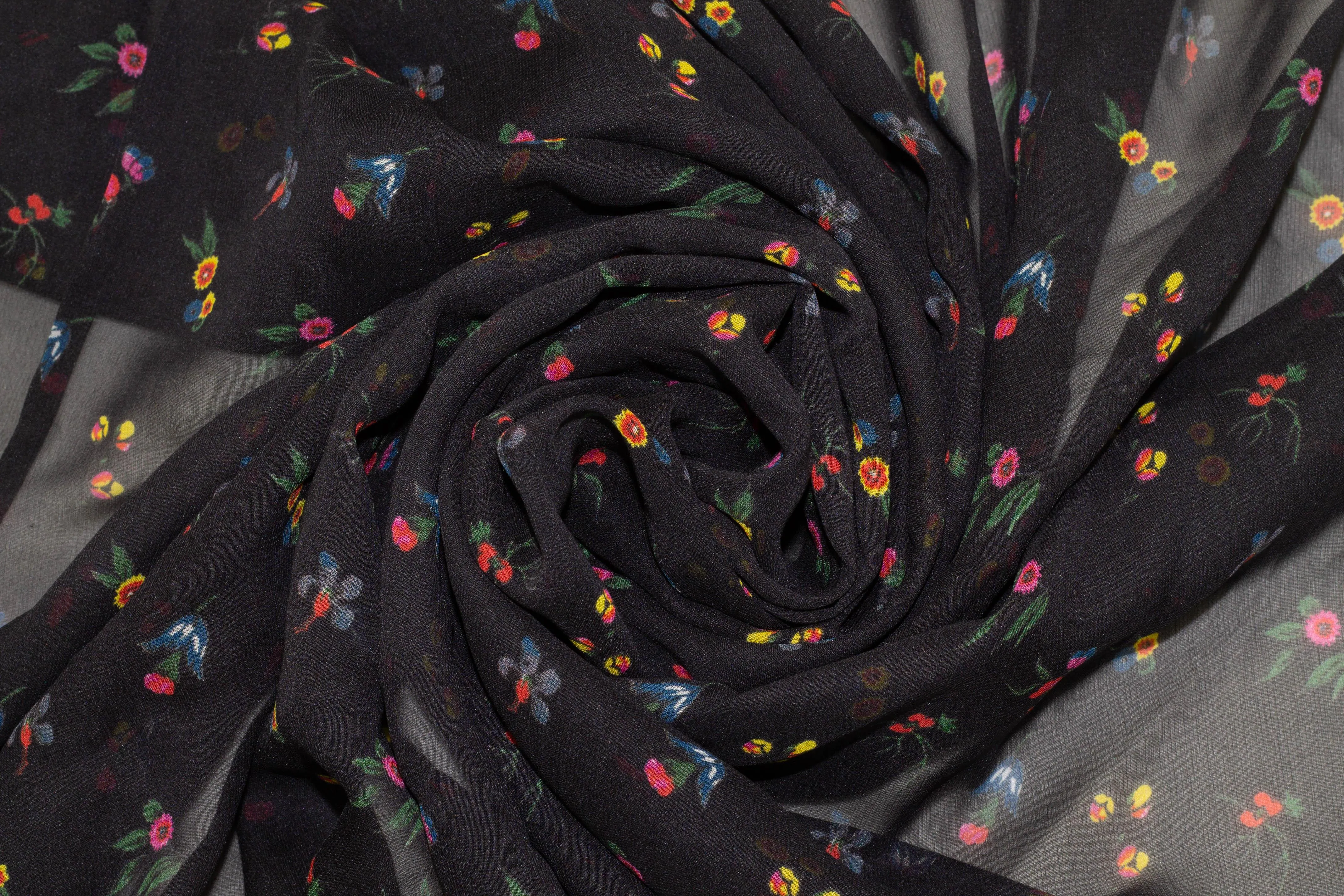 Black Floral Silk Chiffon