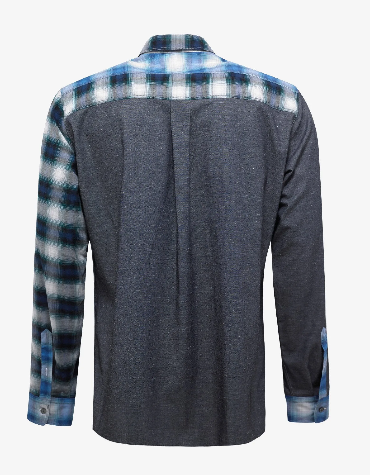 Blue Check Shirt with Contrast Patches