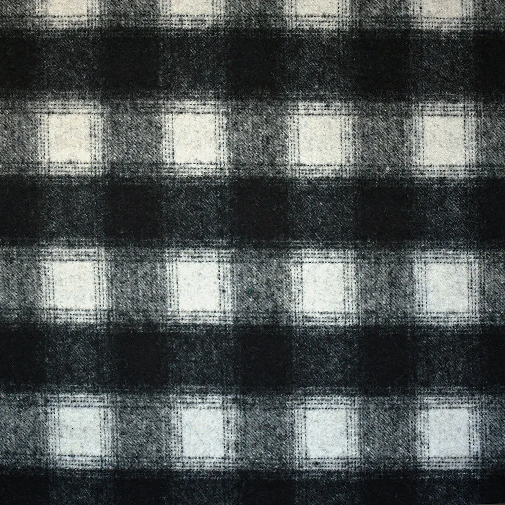 Box Plaid Wool Blend Coating Black/Vanilla