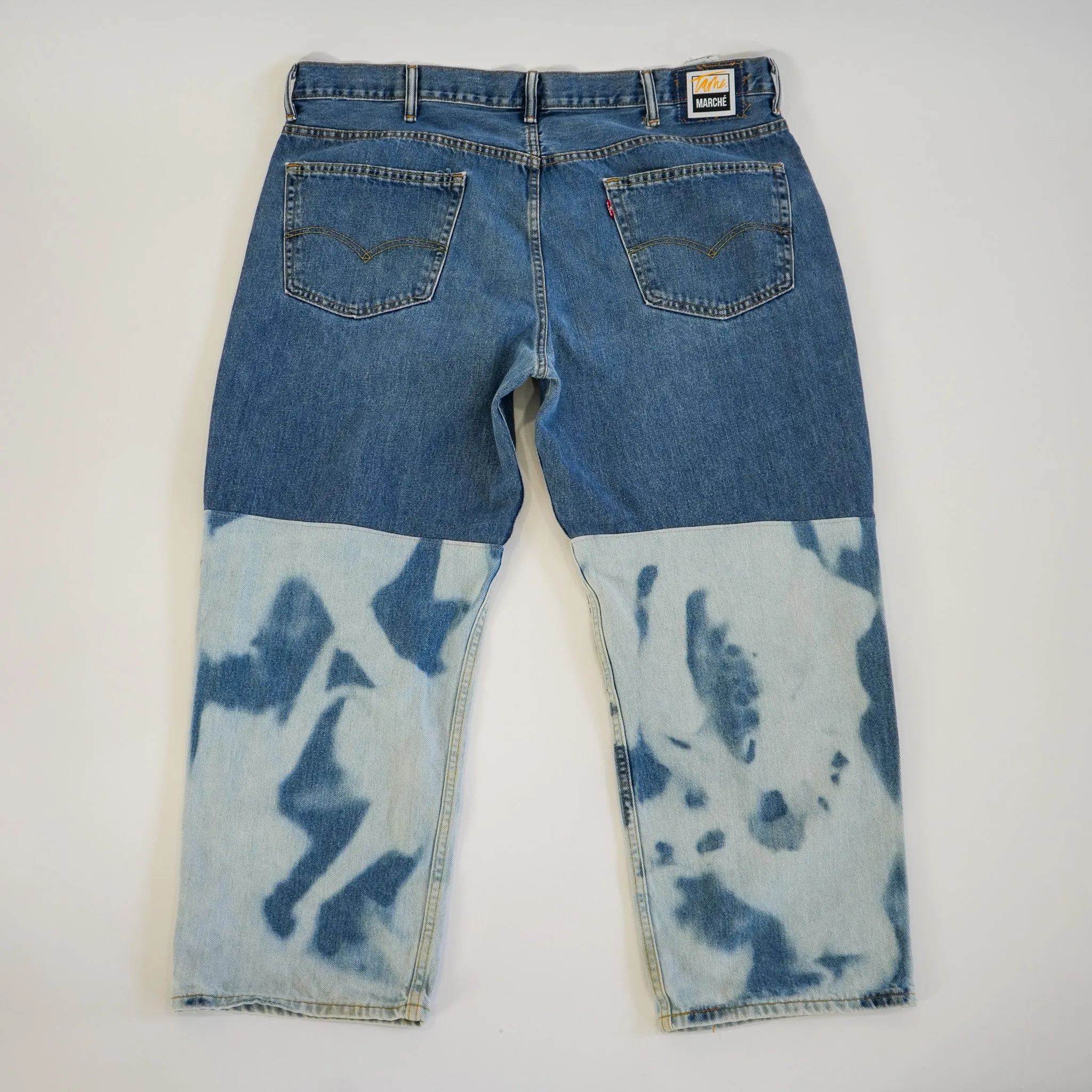 Brocade & Denim Patchwork Tie-Dyed Jeans (W 44)