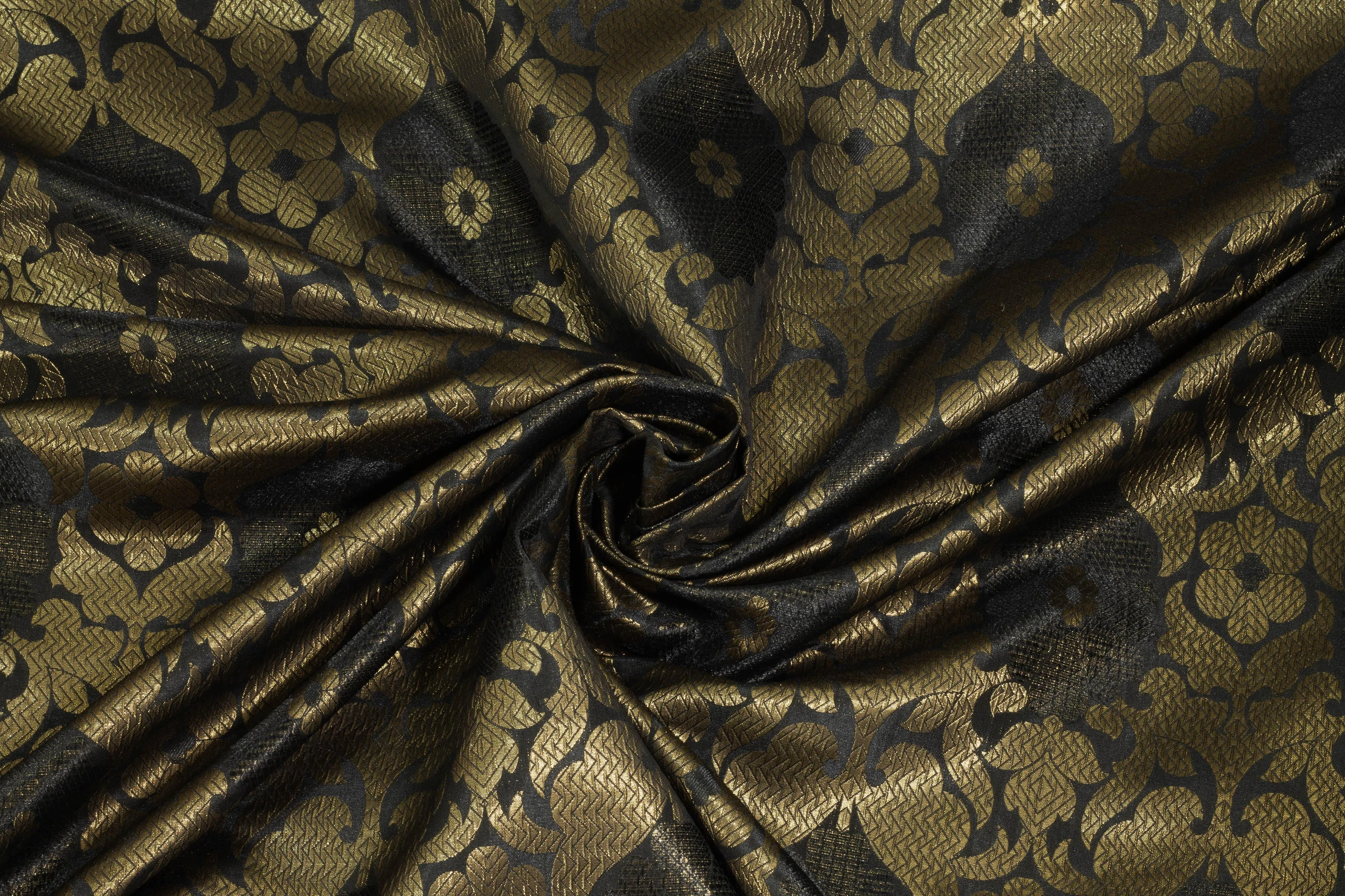 Bronze and Black Floral Metallic Brocade