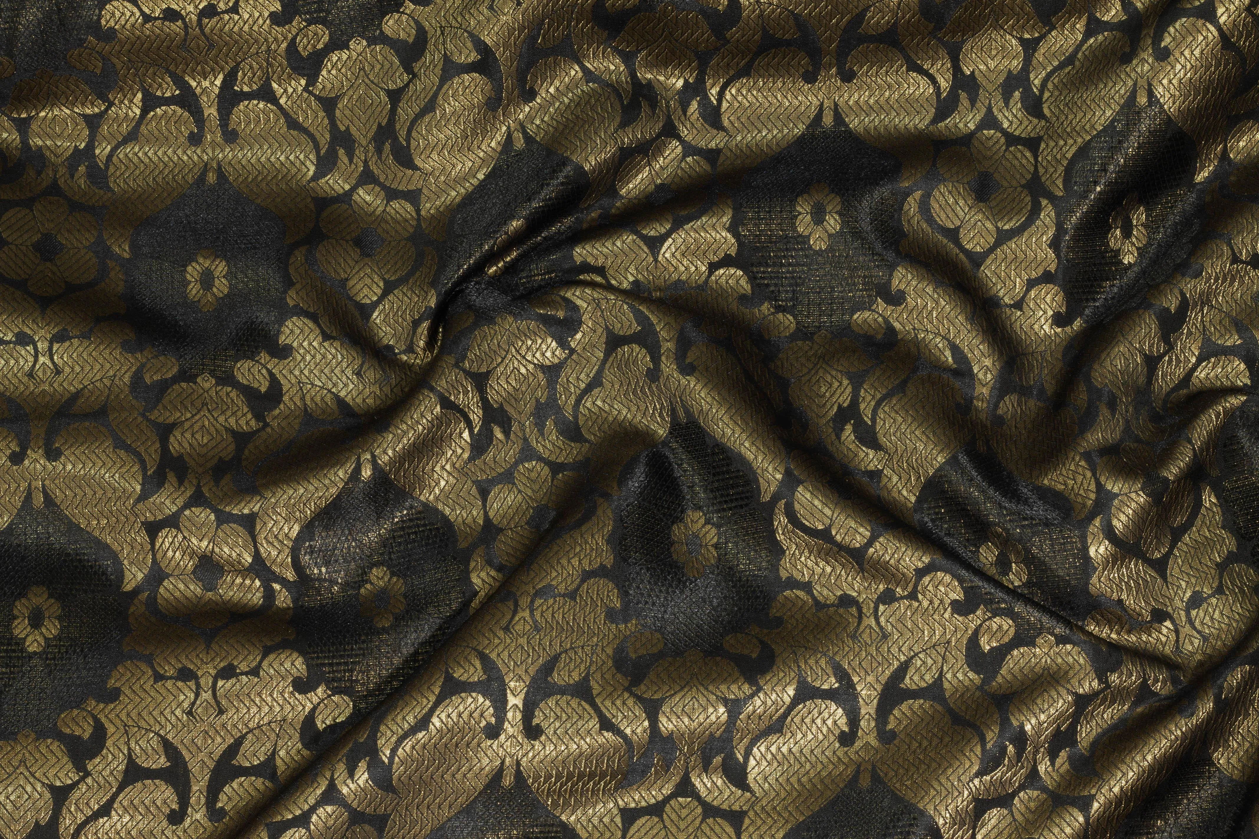 Bronze and Black Floral Metallic Brocade