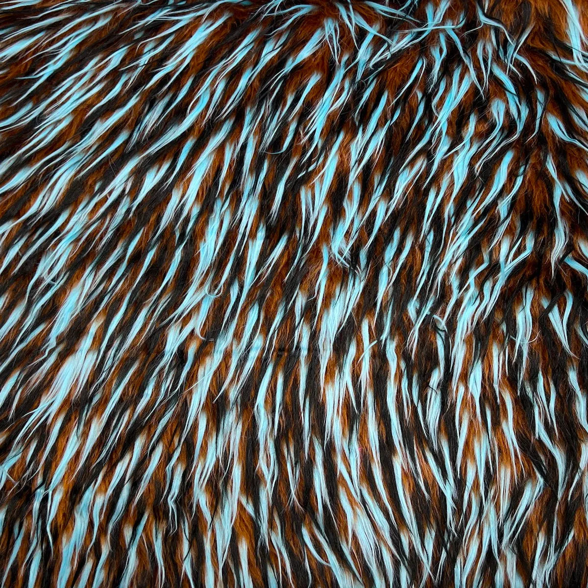 Brown Black Blue Three Spike Shaggy Faux Fur Fabric