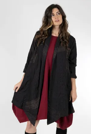 Brush Print Kimono Jacket, Black