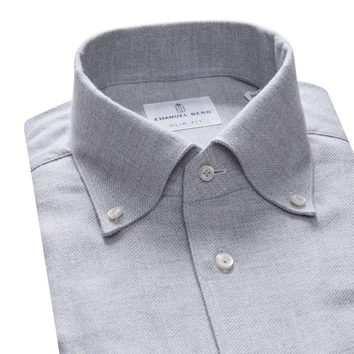 Mens Soft Brushed Flannel Twill Casual Shirt - Light Grey (Style SF18033)