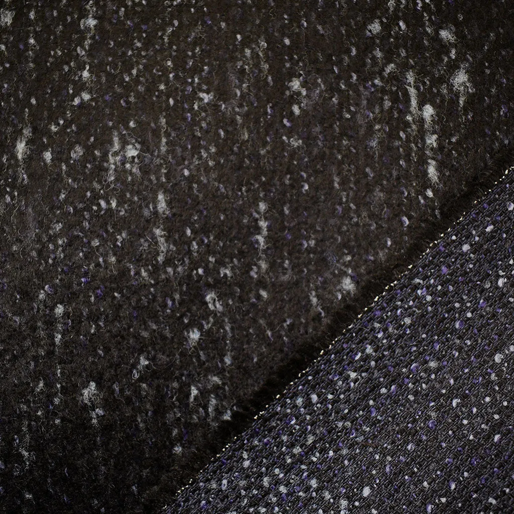 Brushed Slub Wool Tweed Coating Black/Navy