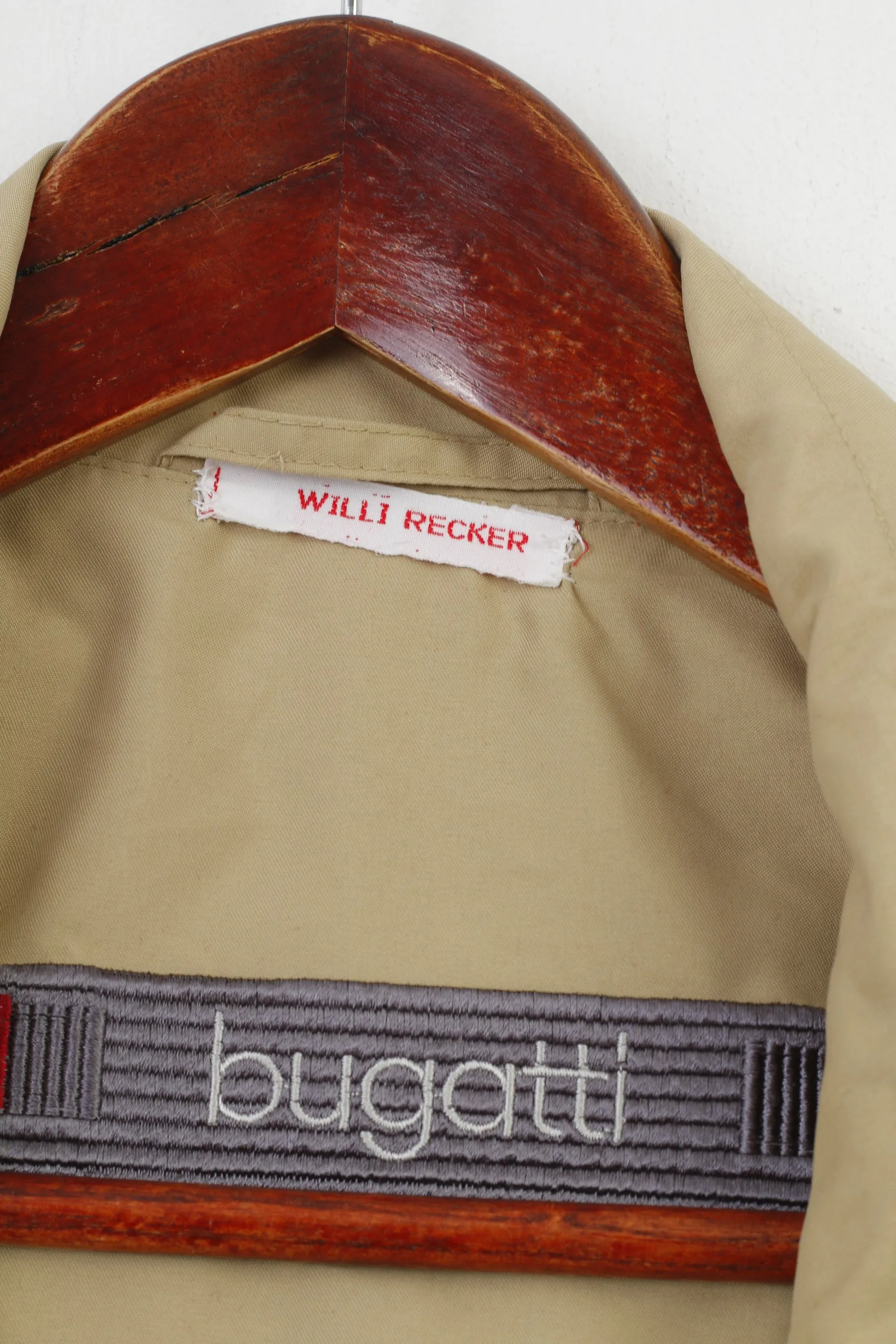 Bugatti Men 52 L Jacket Olive Polyester Full Zipper Vintage Pockets Top