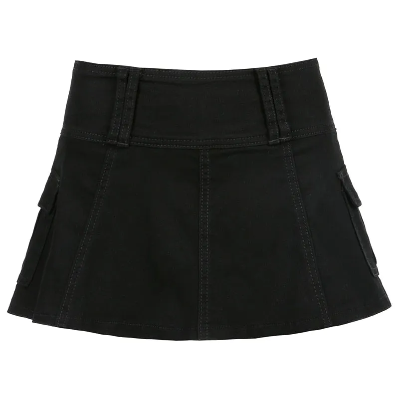 'Camp out' Black Grunge High Waist Mini Skirt