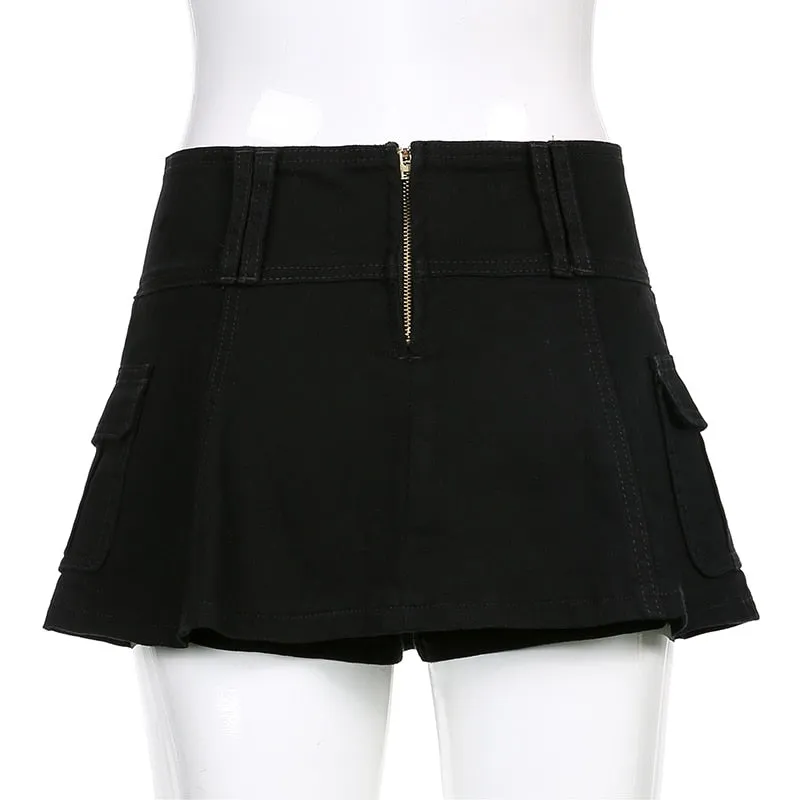 'Camp out' Black Grunge High Waist Mini Skirt