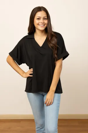 Cara Collared Top, Black