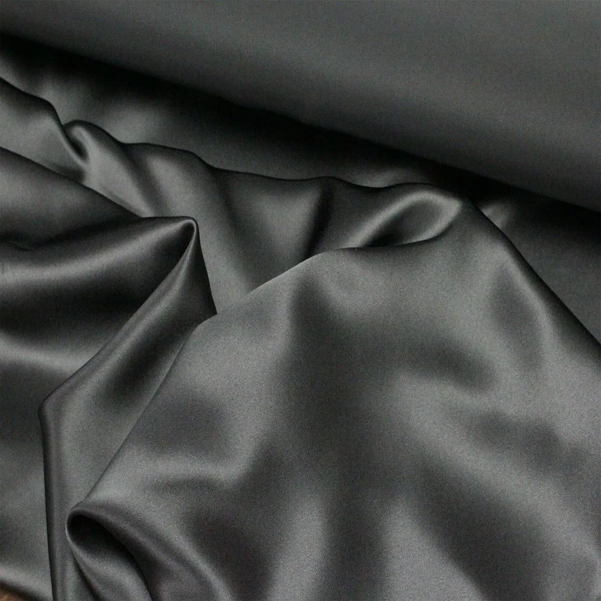 Charcoal Gray Silk Charmeuse Fabric