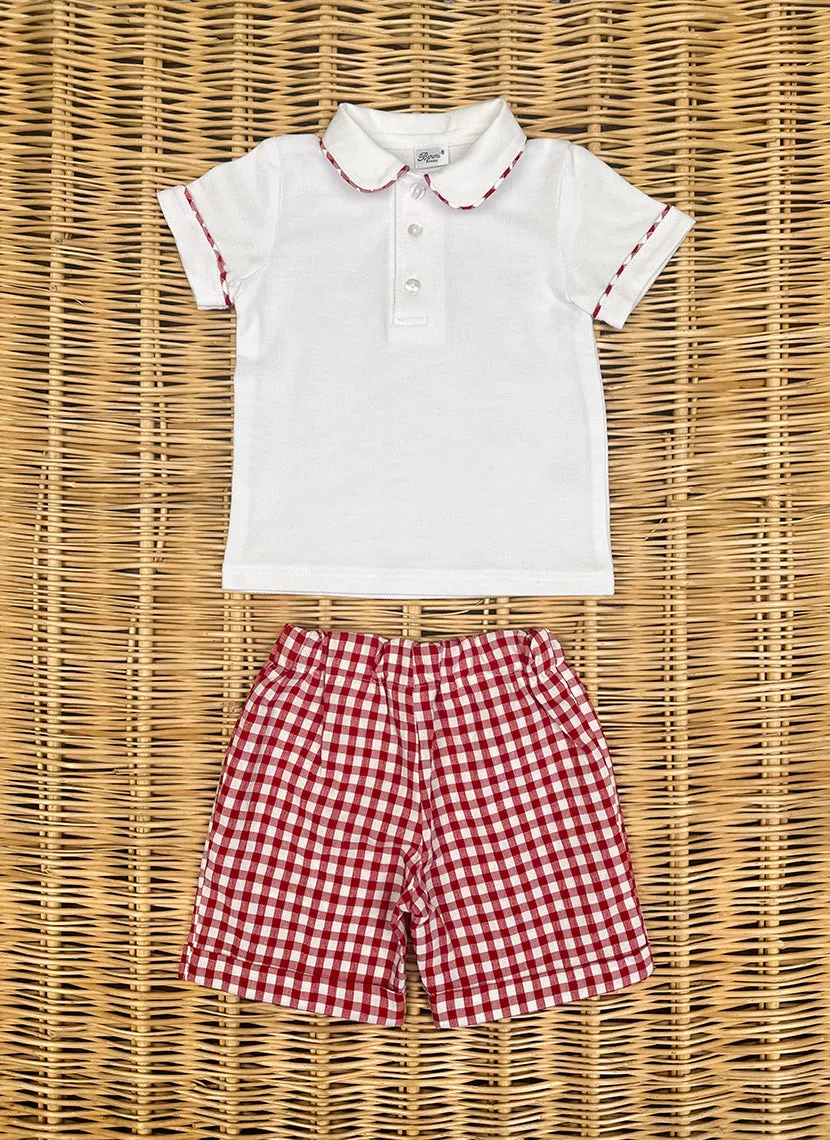 Check Boy Set polo and shorts