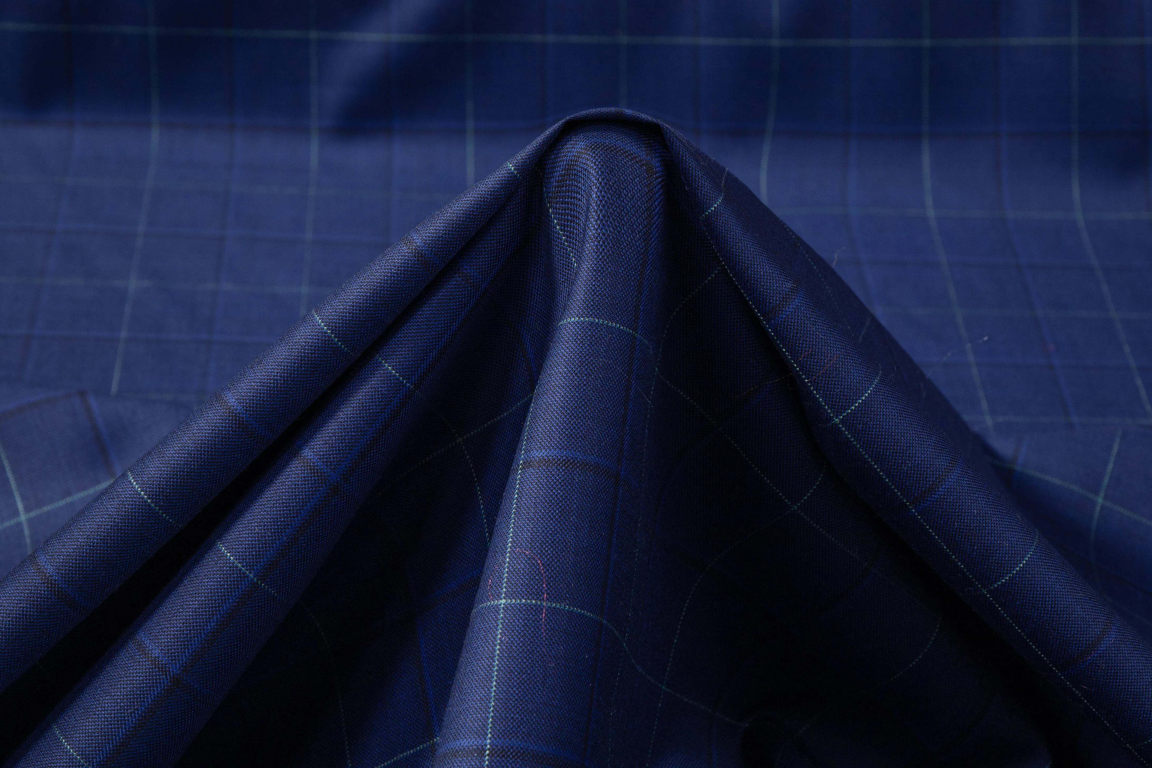 Checked Italian Wool Suiting - Blue / Green