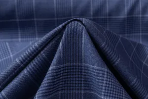 Checked Italian Wool Suiting - Blue