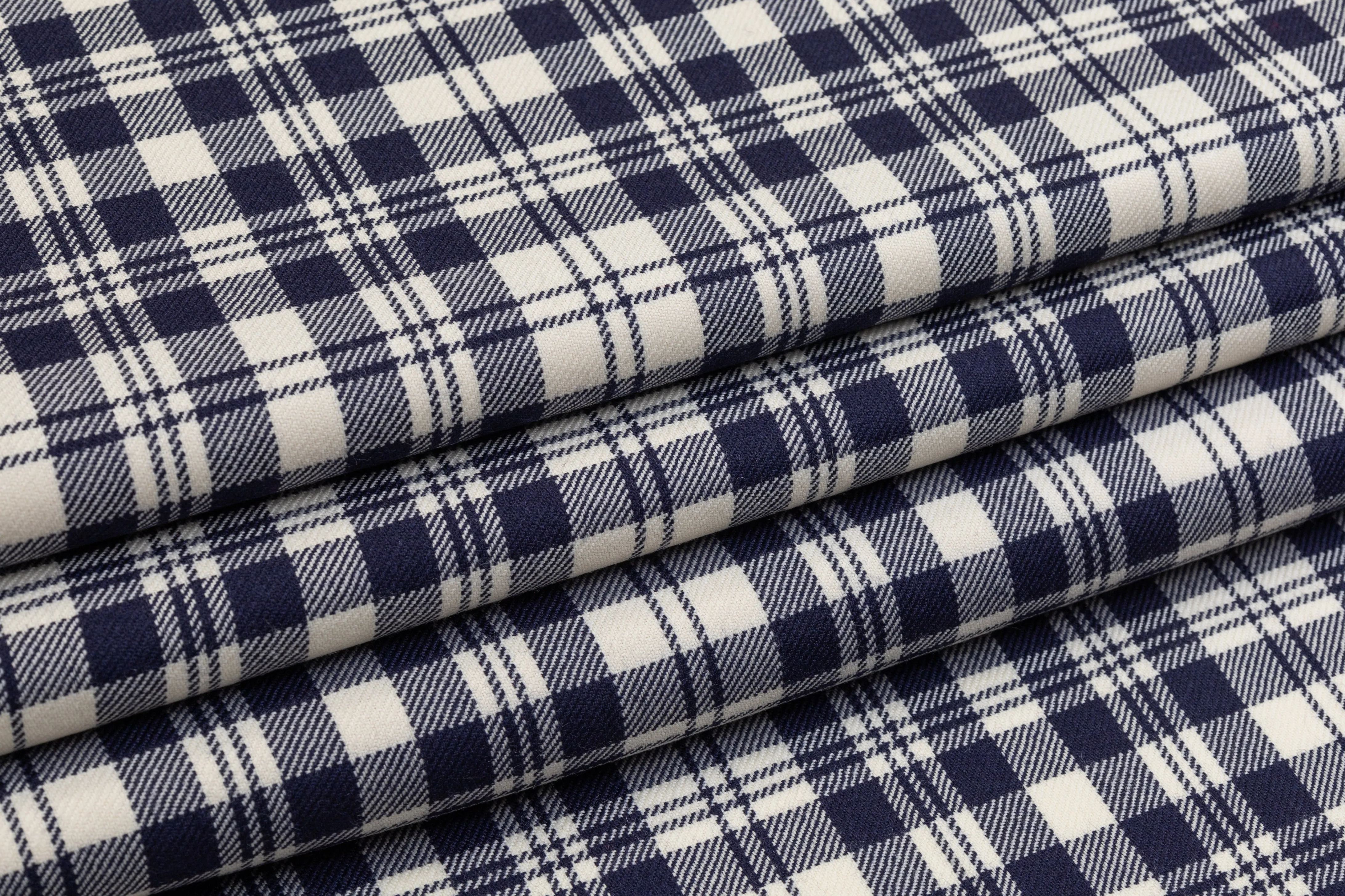 Checked Italian Wool Suiting - Navy / Off White