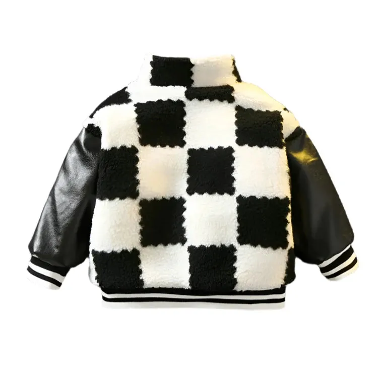 Checker Leather Patch Jacket