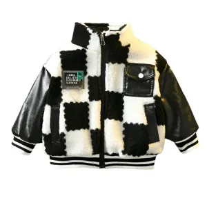 Checker Leather Patch Jacket