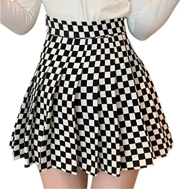 Checker Pleated Skirt