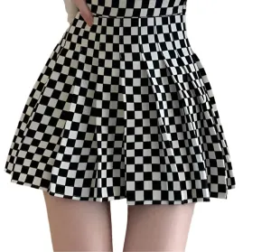 Checker Pleated Skirt