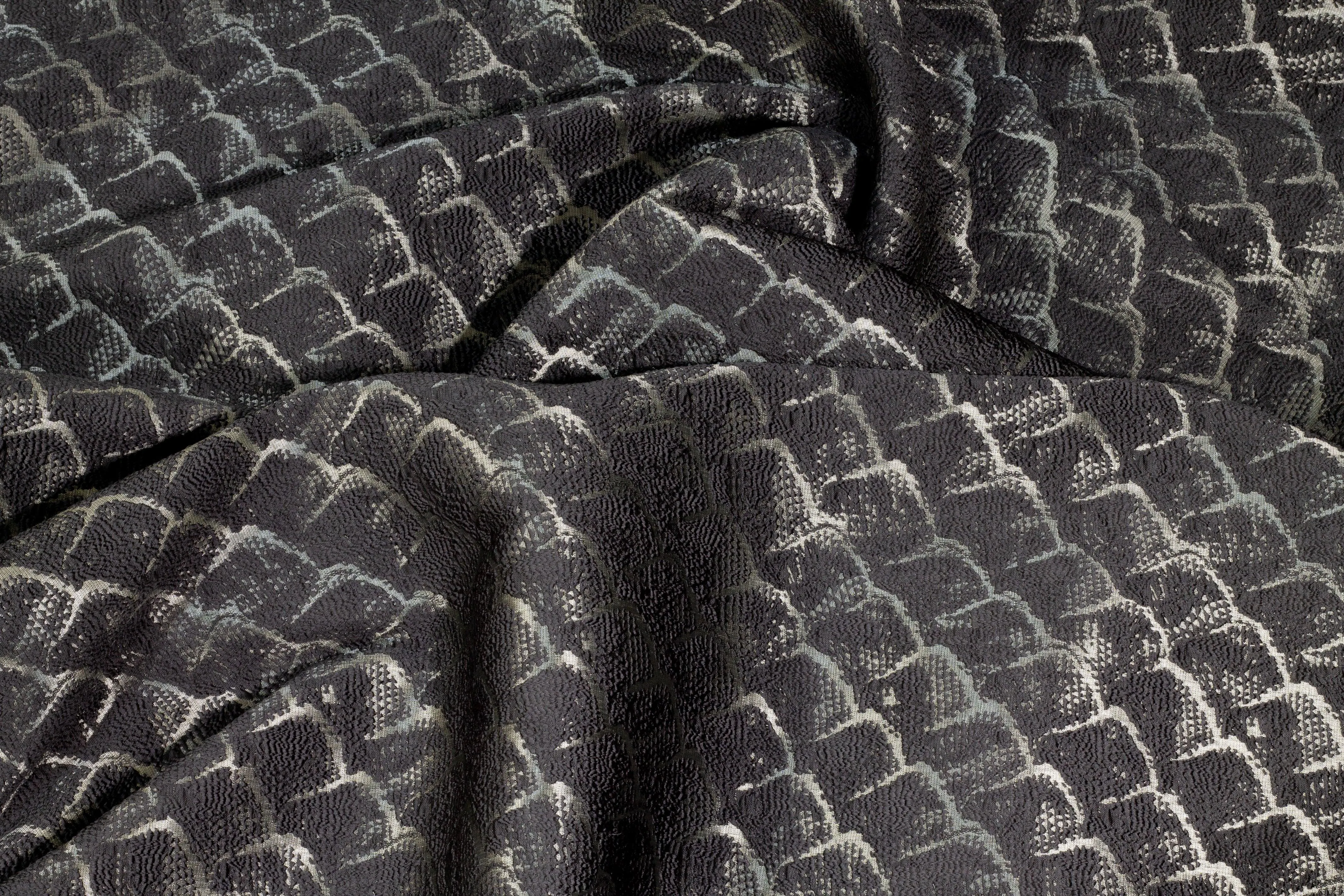 Chenille Textured Scale Brocade - Gray