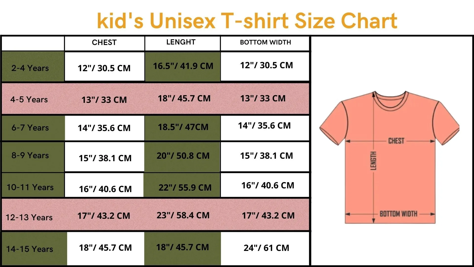 Children's Crew Neck T-Shirts in 100% Cotton