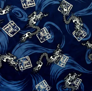 Chinese Dragons on Navy Microfiber Boardshort Fabric