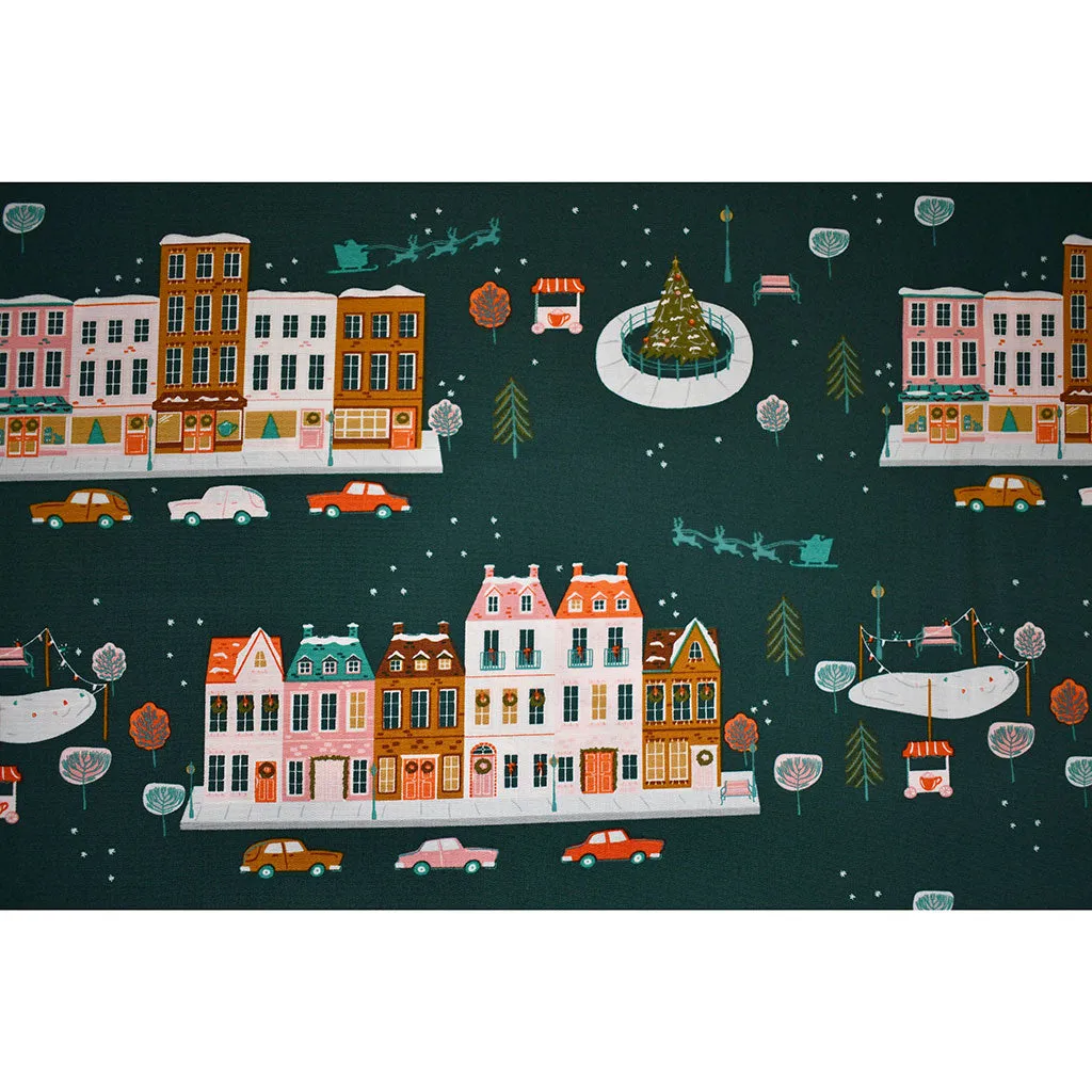 Christmas in the City Joyful Boulevard Premium Cotton Evergreen