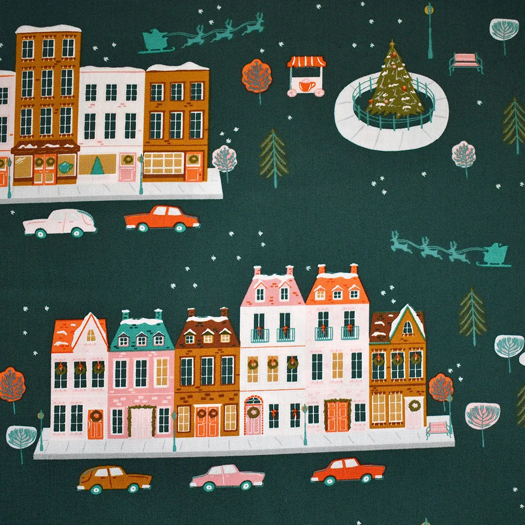 Christmas in the City Joyful Boulevard Premium Cotton Evergreen