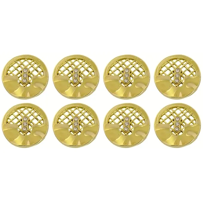 Circular Metal Buttons with Mesh Pattern (Pack of 8 Buttons)