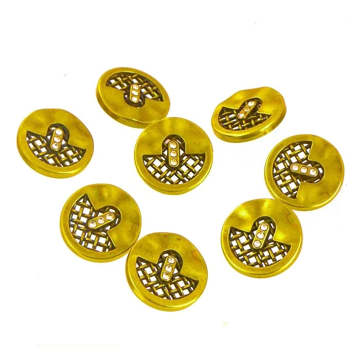 Circular Metal Buttons with Mesh Pattern (Pack of 8 Buttons)