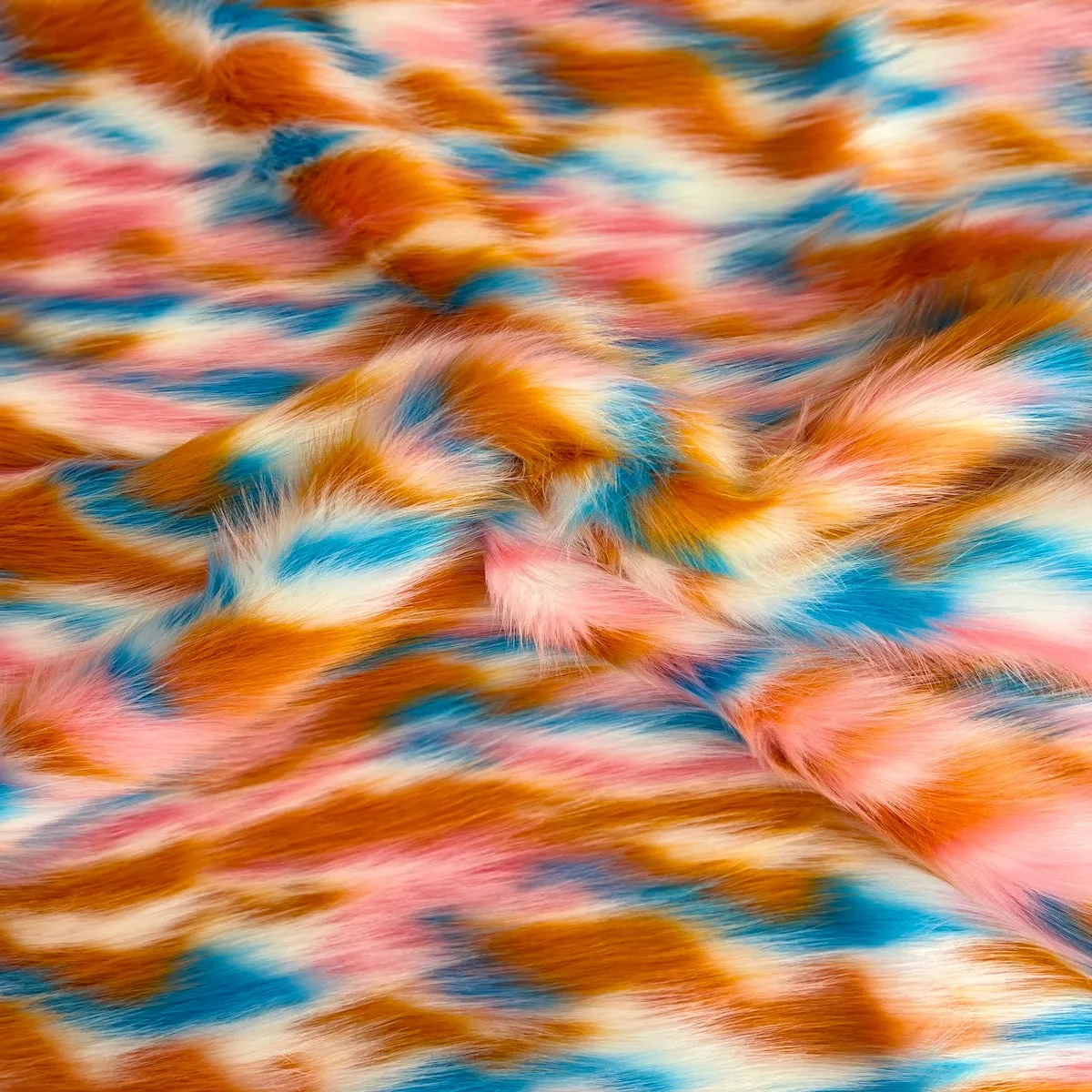 Copper Multicolor Ysidro Long Pile Faux Fur Fabric