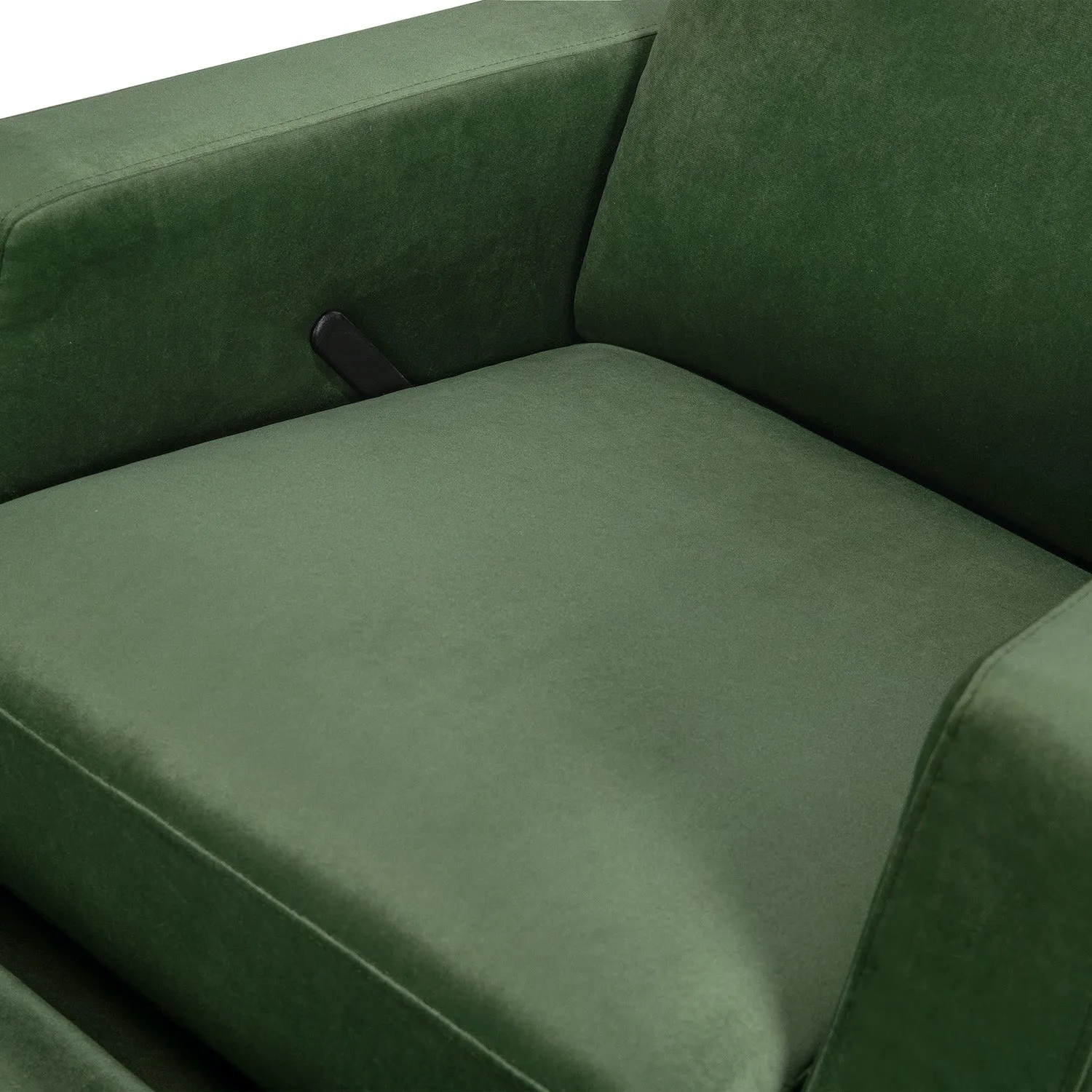 Crewe Recliner   Swivel Glider in Eco-Performance Fabric - Forest Green Velvet with Light Wood Base