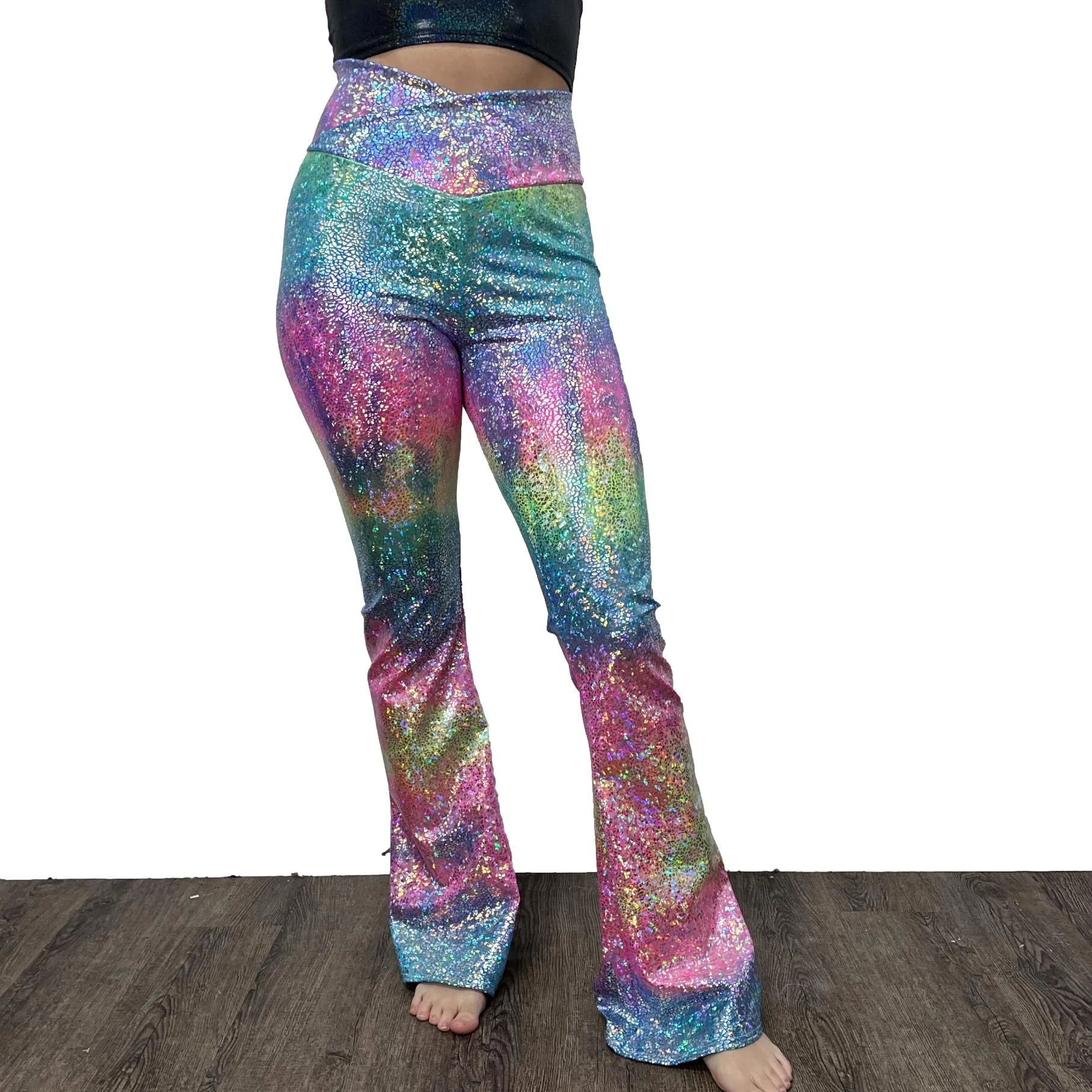 Crossover V-Waist Bootcut Flare Pants - Rainbow Avatar