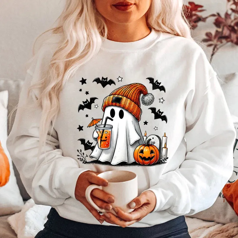 Cute Ghost Pumpkin Themed Sweater