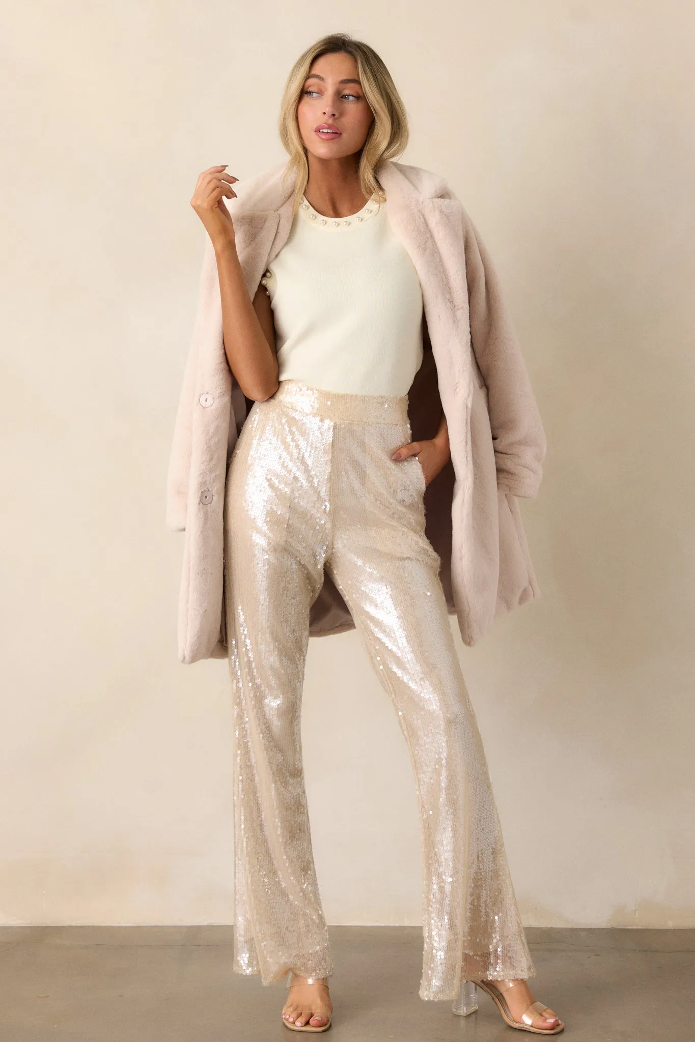 Dancing Time Ivory Flare Pants