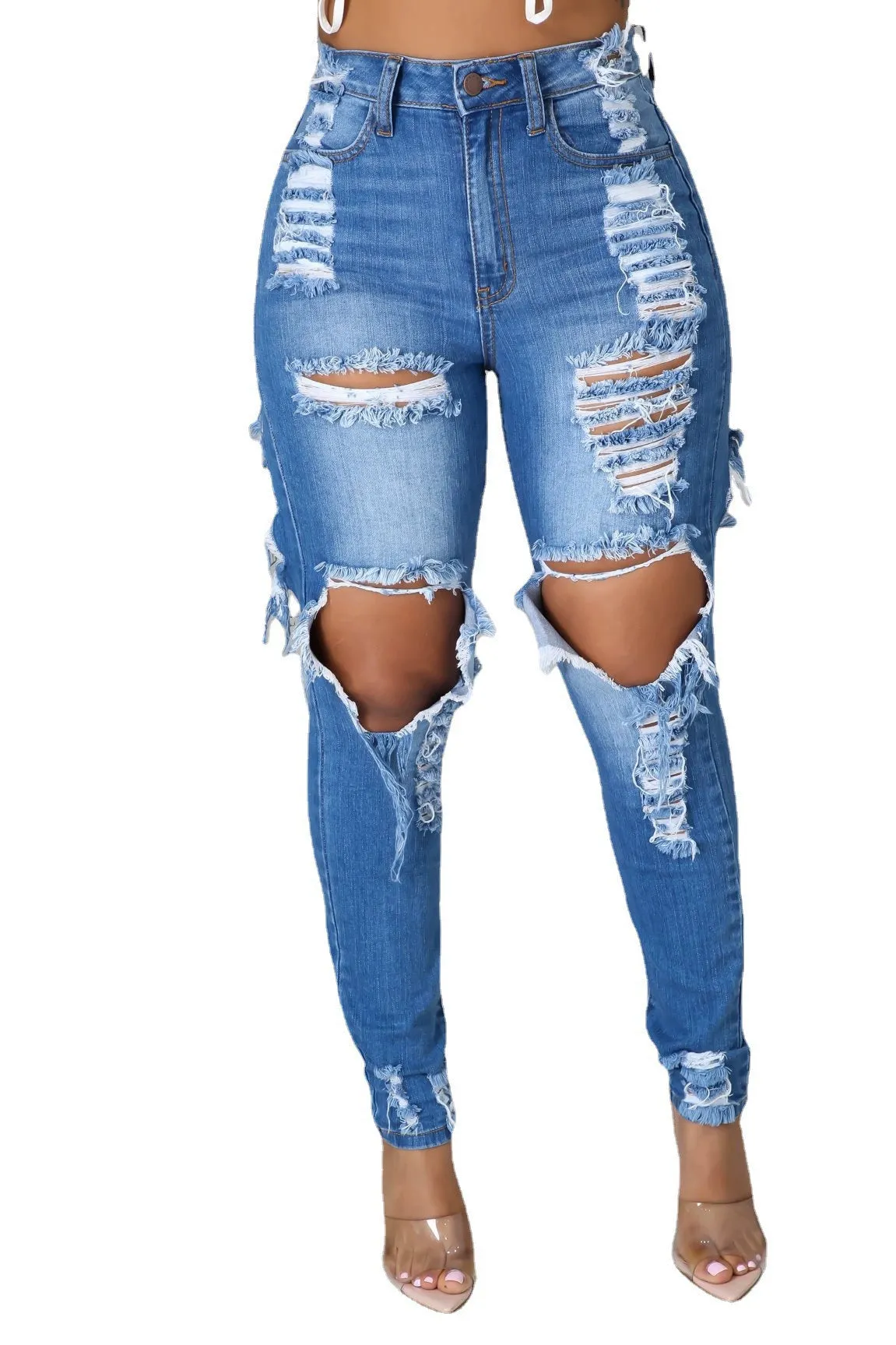 Dark Blue Bandage Jeans