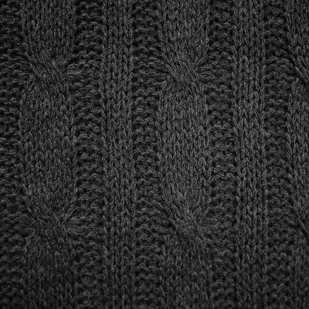 Designer Chunky Cable Knit Reversible Wool Coating Charcoal