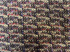 Designer Fused Wool Boucle - Brown, Red & Purple