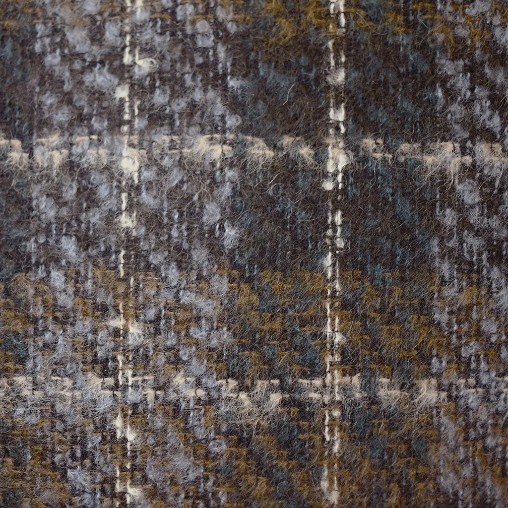 Designer Statement Plaid Mohair Blend Coating Espresso/Denim