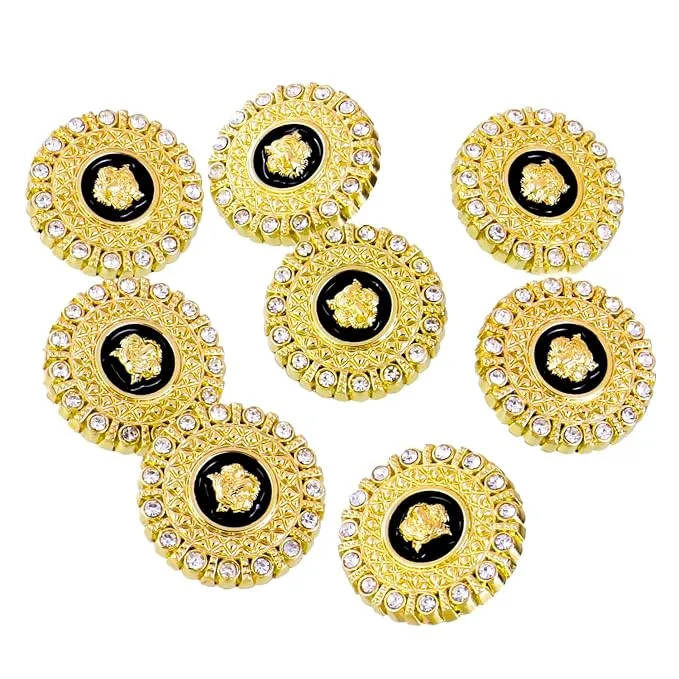 Diamond-Encrusted Lion Metal Buttons(8 Big   8 Small)