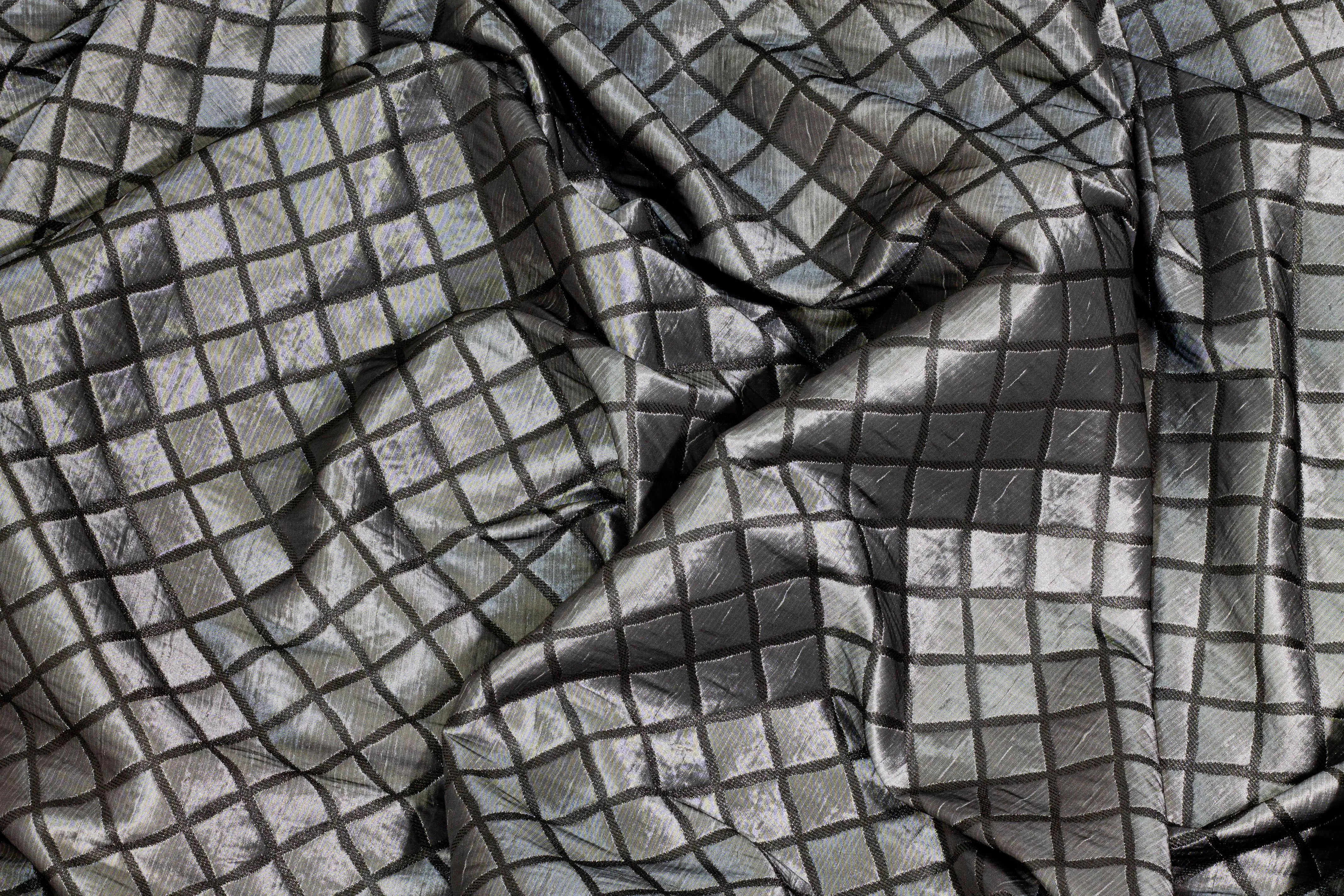 Diamond Metallic Brocade - Charcoal Gray