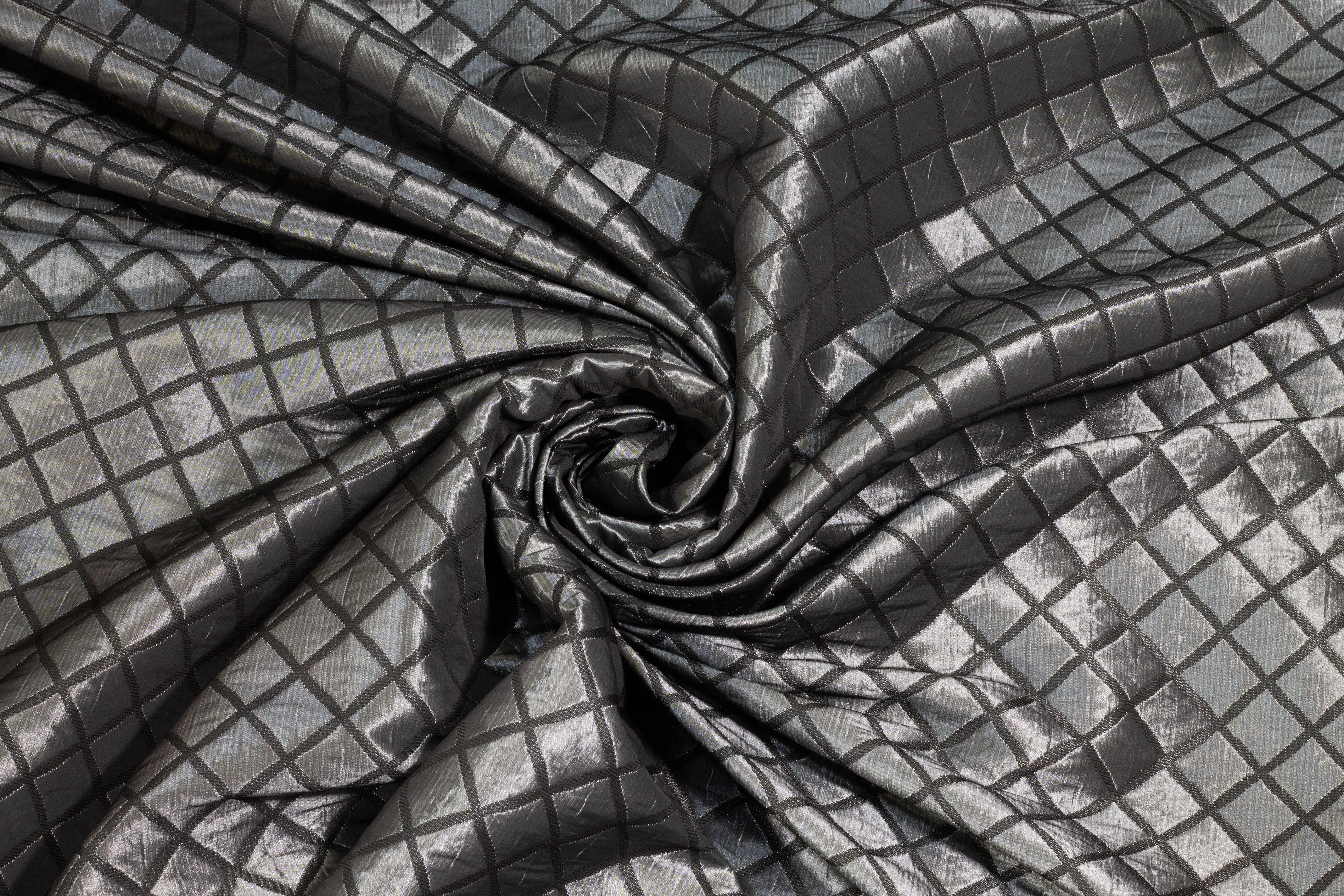 Diamond Metallic Brocade - Charcoal Gray