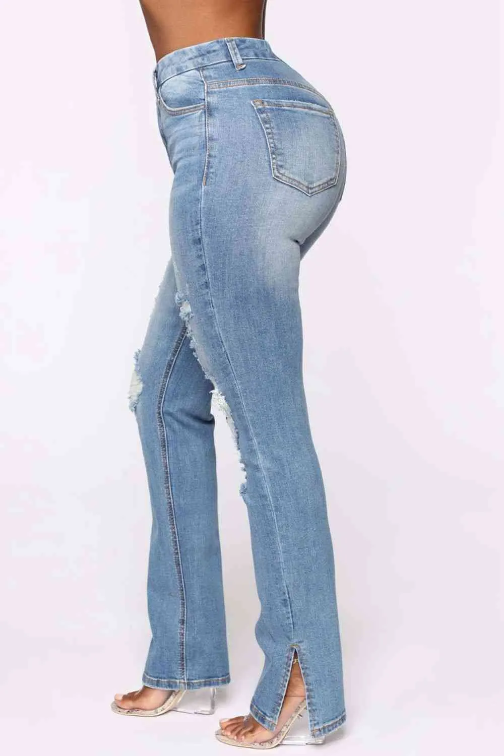 Distressed Slit Jeans